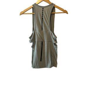 UNDER ARMOUR Grey Back Graphic Print Cutout High Neck Loose Fit Athletic Top S